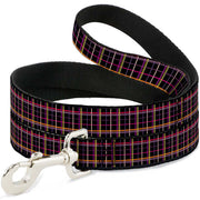 Dog Leash - Wire Grid Black/Orange/Purple