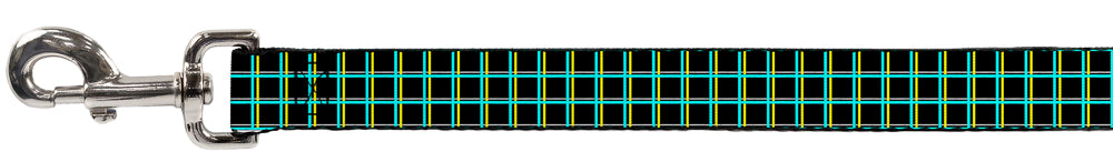 Dog Leash - Wire Grid Black/Turquoise/Yellow