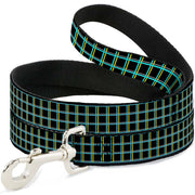 Dog Leash - Wire Grid Black/Turquoise/Yellow