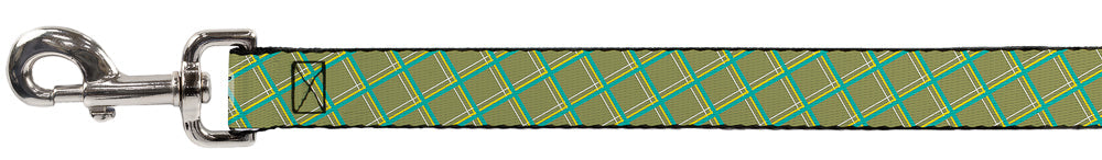 Dog Leash - Wire Grid Tan/Green/Yellow