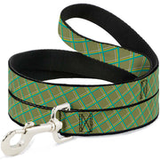 Dog Leash - Wire Grid Tan/Green/Yellow