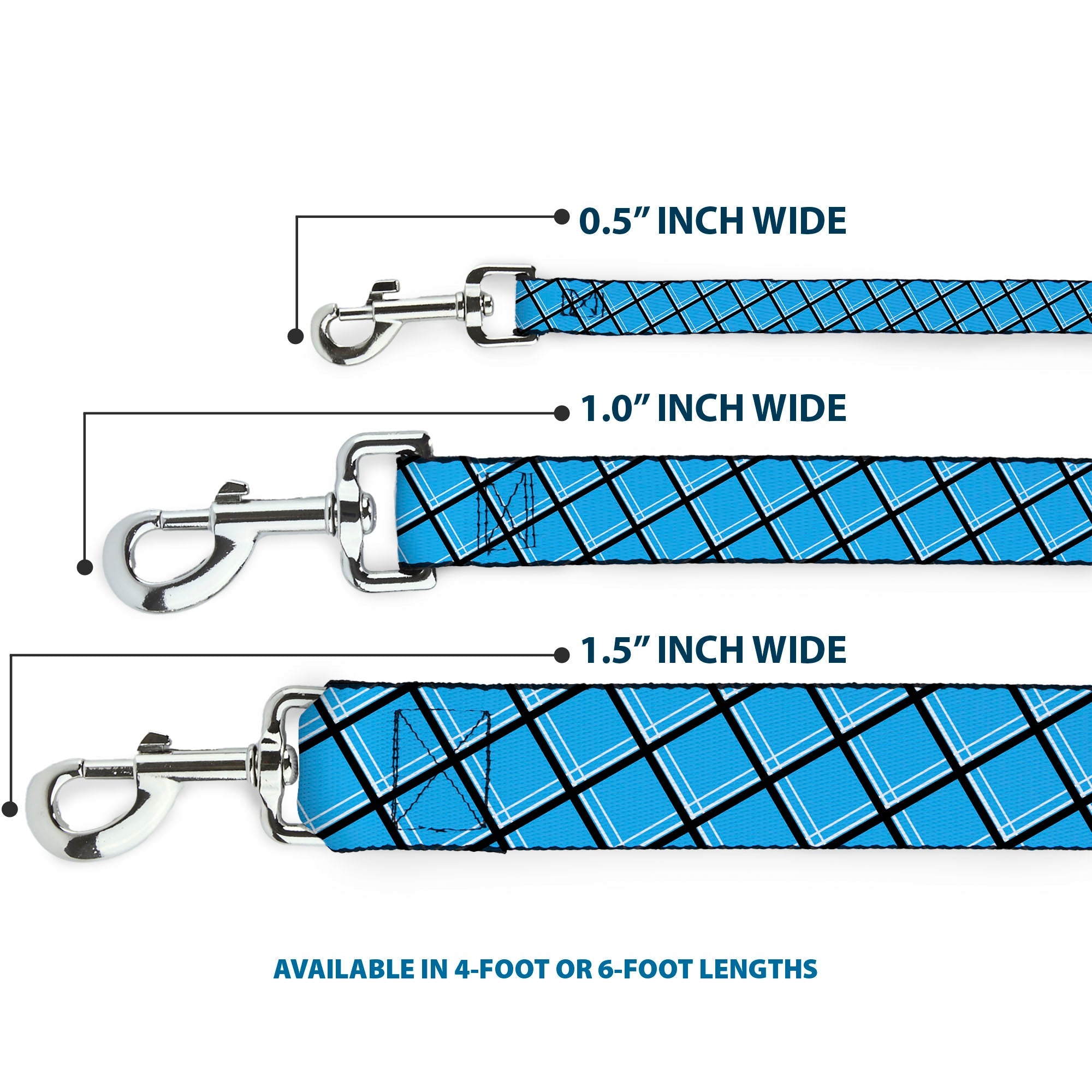 Dog Leash - Wire Grid Baby Blue Black/White
