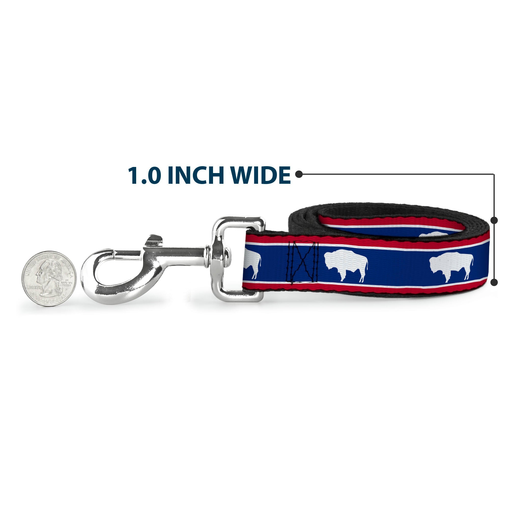 Dog Leash - Wyoming Flags Bison Silhouette