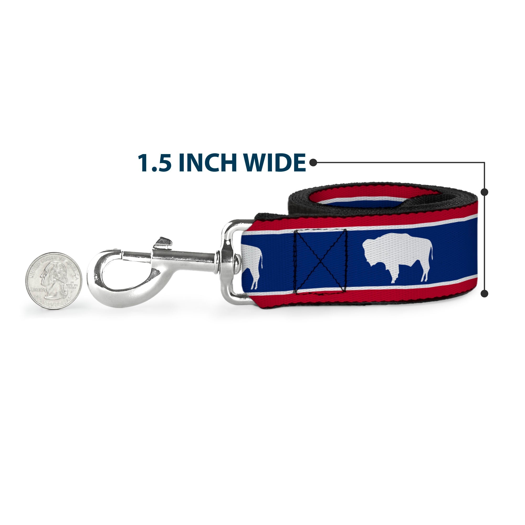 Dog Leash - Wyoming Flags Bison Silhouette