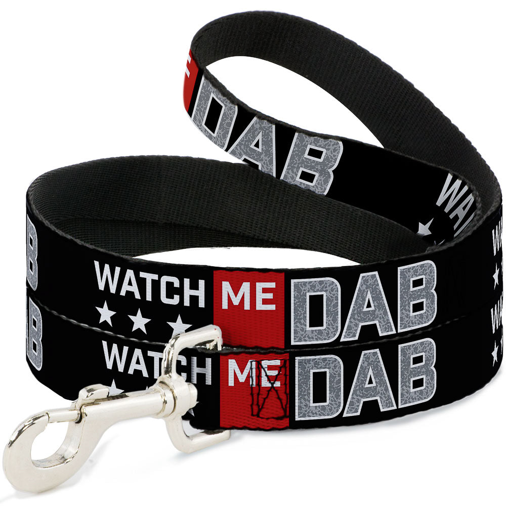 Dog Leash - WATCH ME DAB Stars Black Red White Crackle Gray
