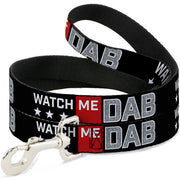 Dog Leash - WATCH ME DAB Stars Black Red White Crackle Gray