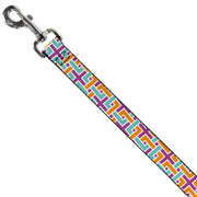 Dog Leash - Weave CLOSE-UP White/Pink/Orange/Aqua