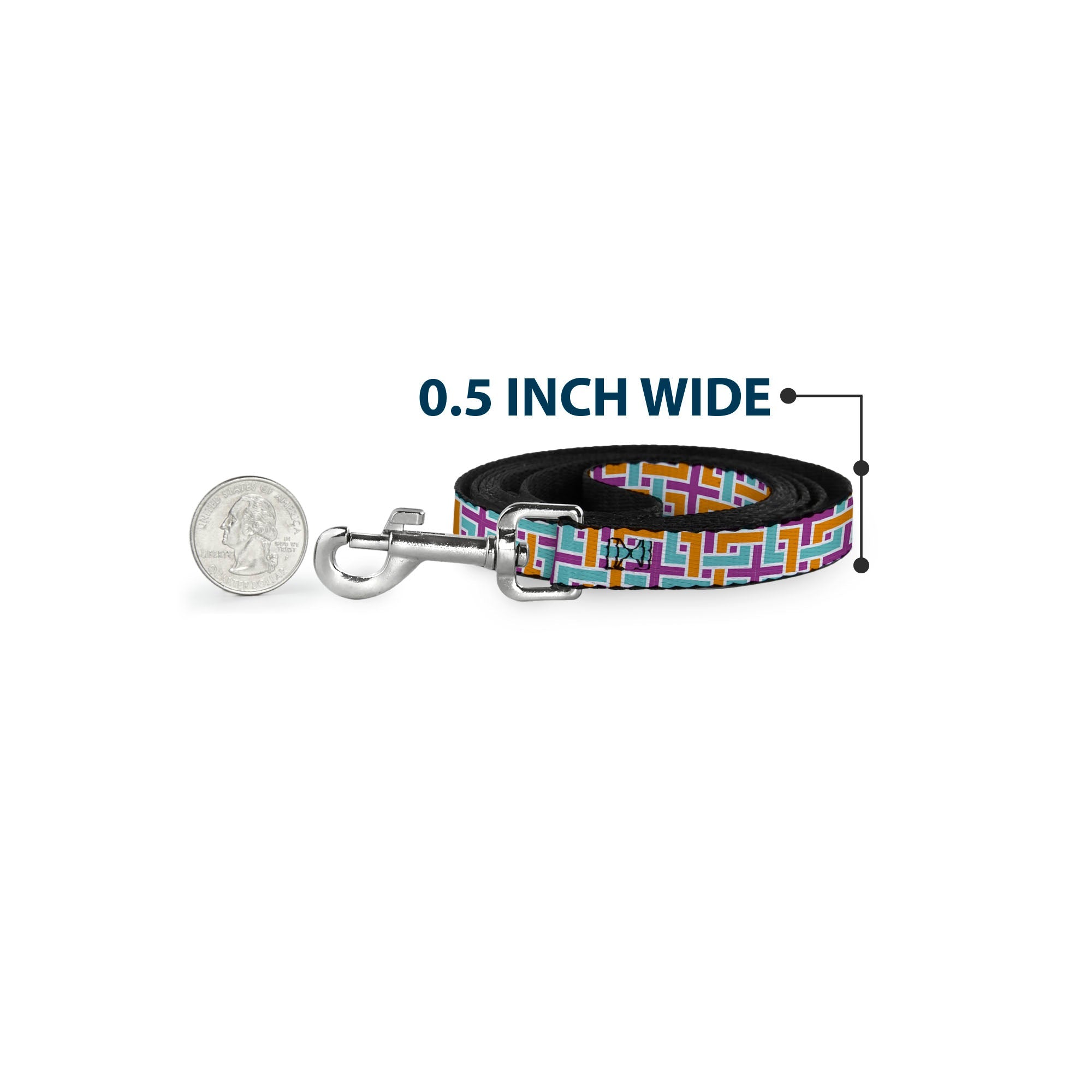 Dog Leash - Weave CLOSE-UP White/Pink/Orange/Aqua