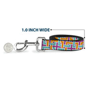 Dog Leash - Weave CLOSE-UP White/Pink/Orange/Aqua