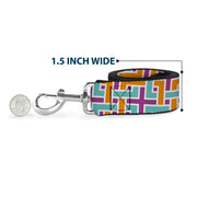 Dog Leash - Weave CLOSE-UP White/Pink/Orange/Aqua