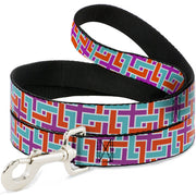 Dog Leash - Weave CLOSE-UP White/Pink/Orange/Aqua