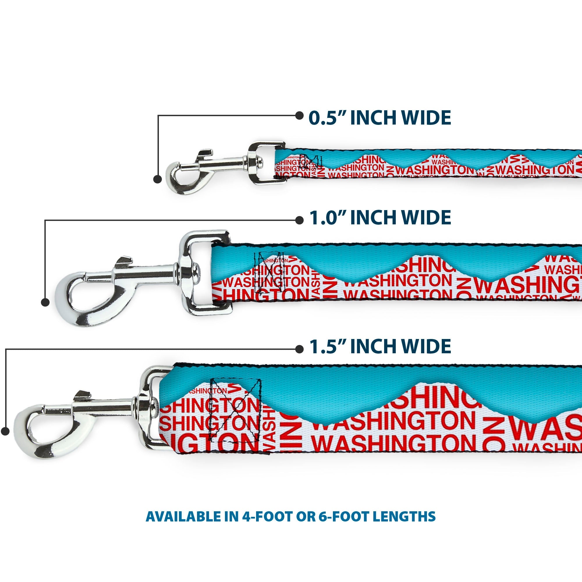 Dog Leash - WASHINGTON Mountain Range Turquoise/White/Red