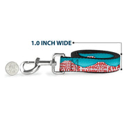 Dog Leash - WASHINGTON Mountain Range Turquoise/White/Red