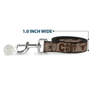 Dog Leash - Western COWBOY Icons Collage Tan/Browns