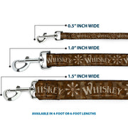 Dog Leash - Western WHISKEY Star with Text Shadow Repeat Browns/Tan