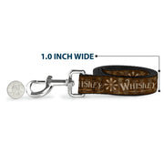 Dog Leash - Western WHISKEY Star with Text Shadow Repeat Browns/Tan