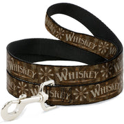 Dog Leash - Western WHISKEY Star with Text Shadow Repeat Browns/Tan