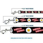 Dog Leash - Bacon & Eggs Black