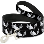 Dog Leash - Yin Yang w/Wings Black/White