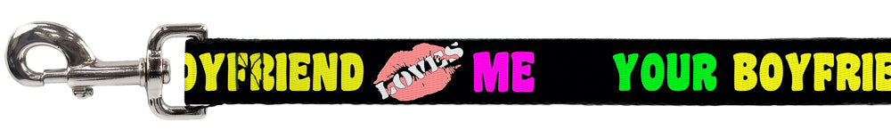 Dog Leash - YOUR BOYFRIEND LOVES ME w/Kiss Black/Neon