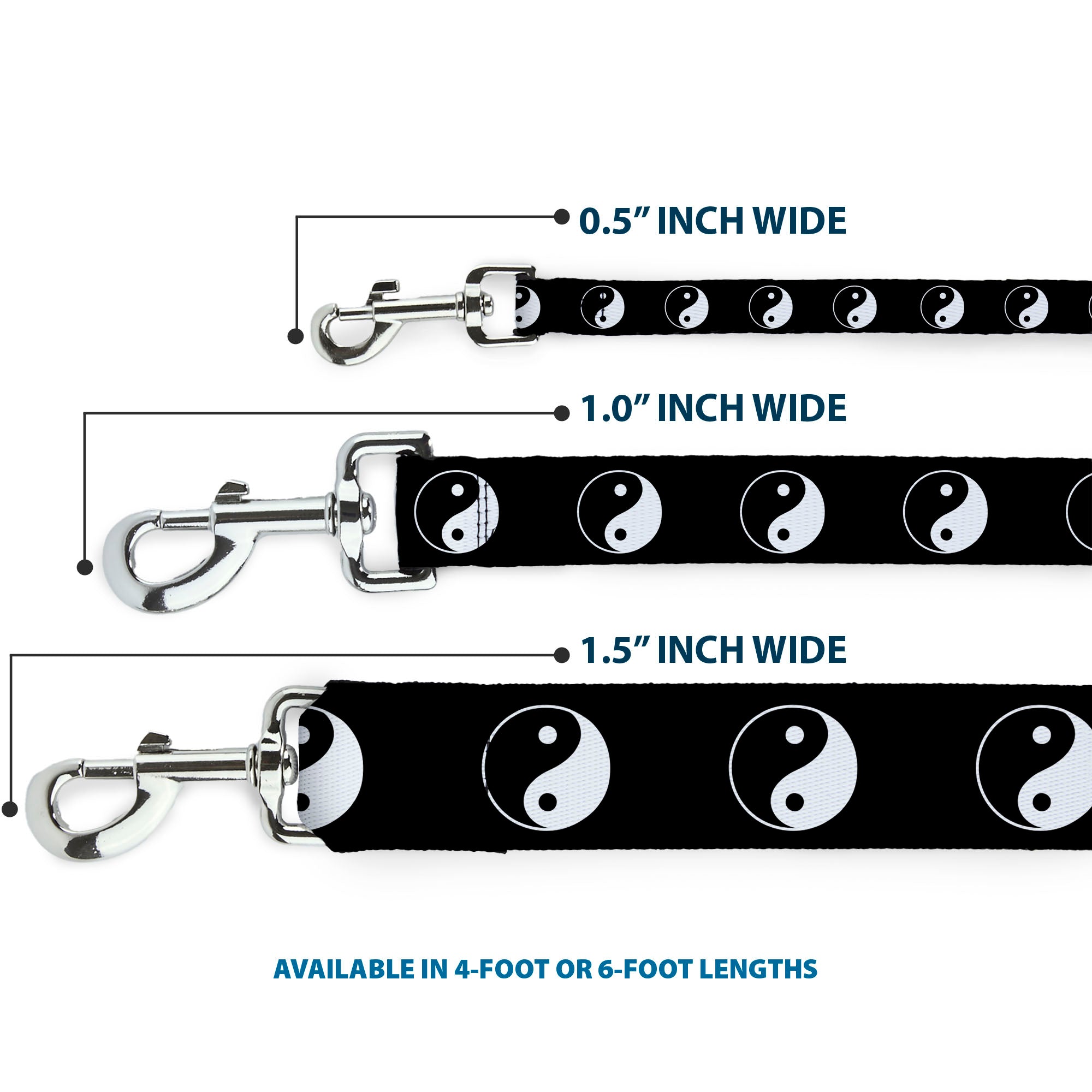 Dog Leash - Yin Yang Symbol Black/White