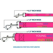 Dog Leash - YOUNG WILD AND FREE Pink/White/Blue/Yellow/Green