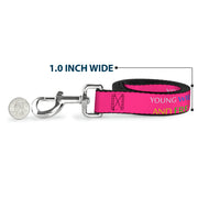 Dog Leash - YOUNG WILD AND FREE Pink/White/Blue/Yellow/Green