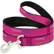 Dog Leash - YOUNG WILD AND FREE Pink/White/Blue/Yellow/Green