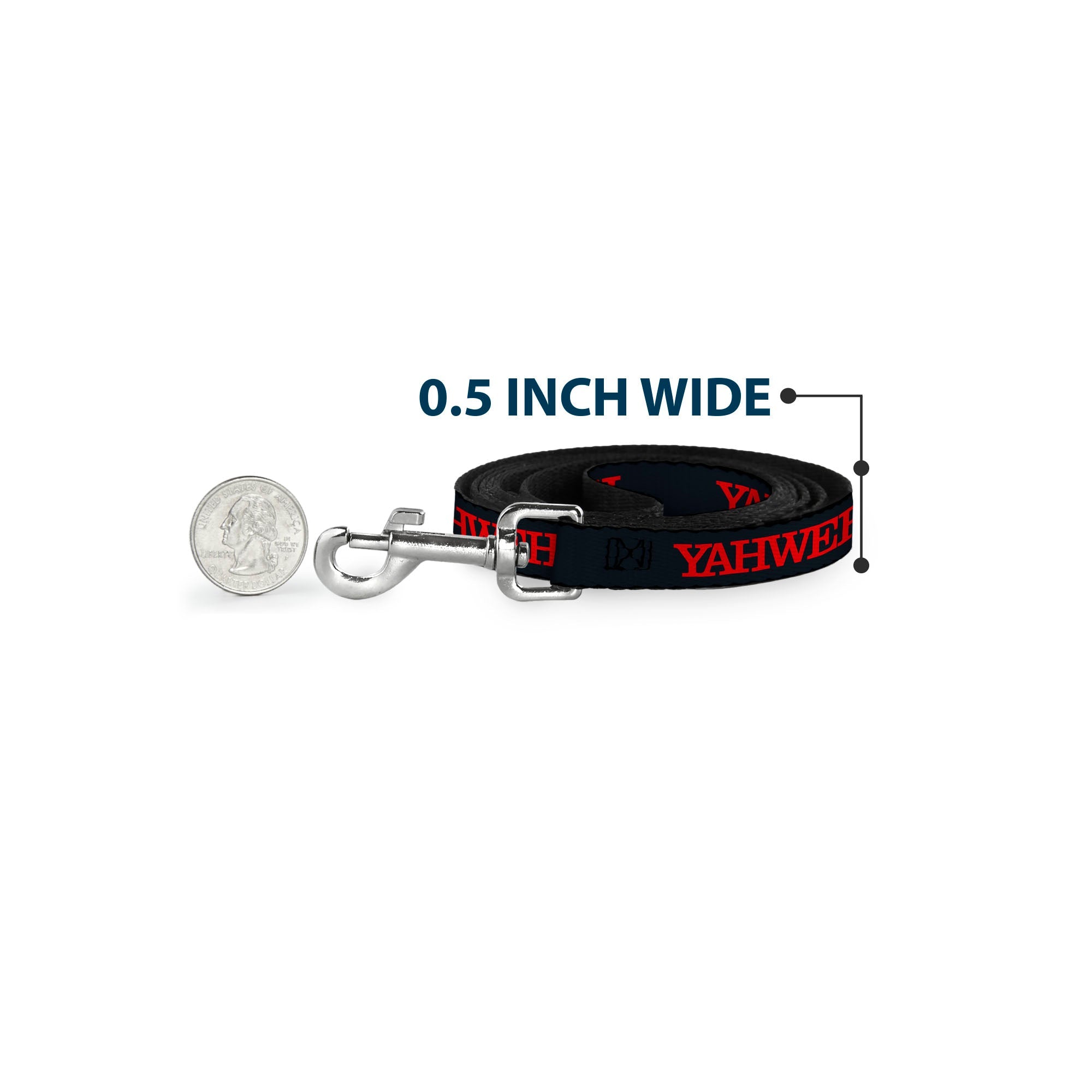 Dog Leash - YAHWEH Text Navy Blue/Red