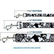 Dog Leash - Zombies White/Black