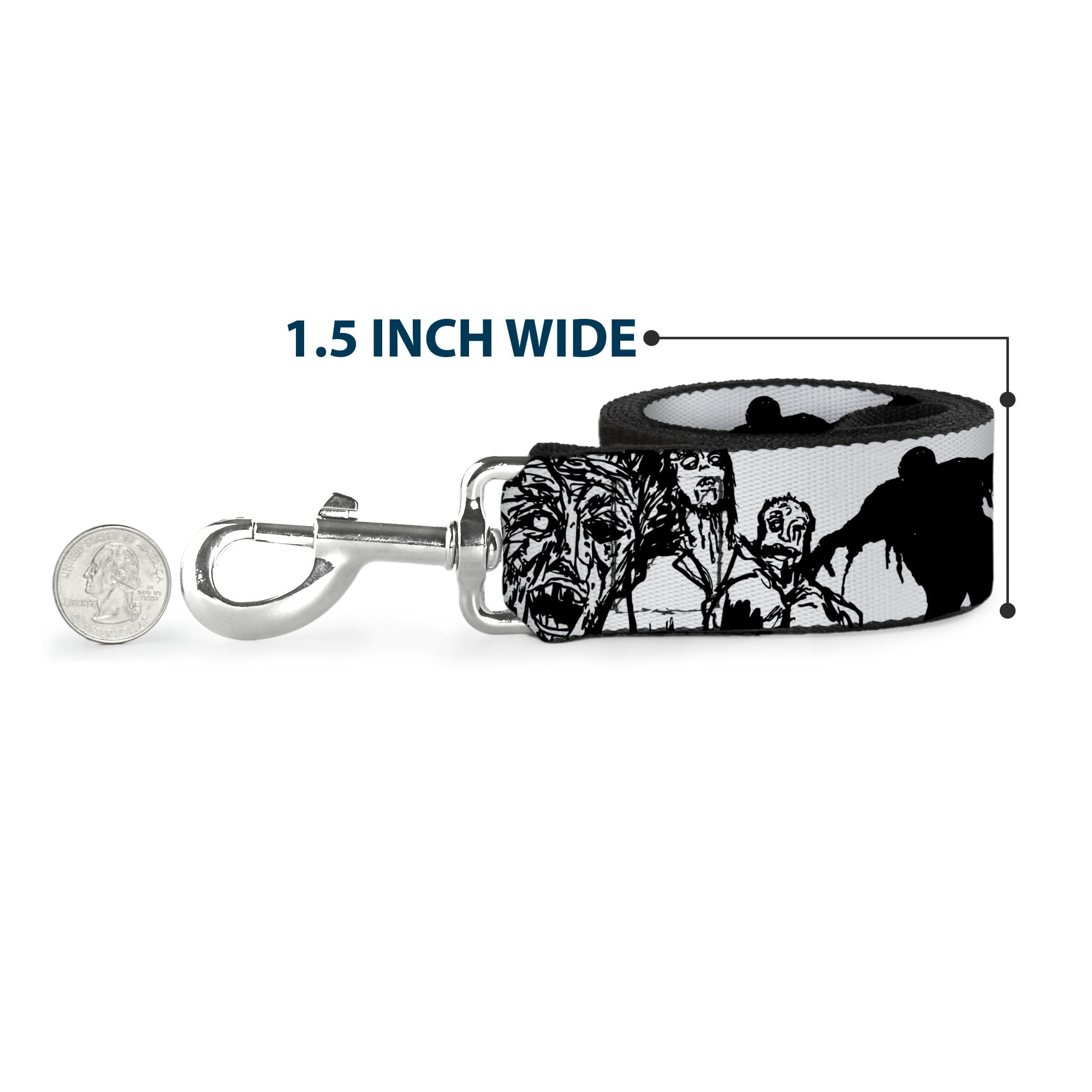 Dog Leash - Zombies White/Black