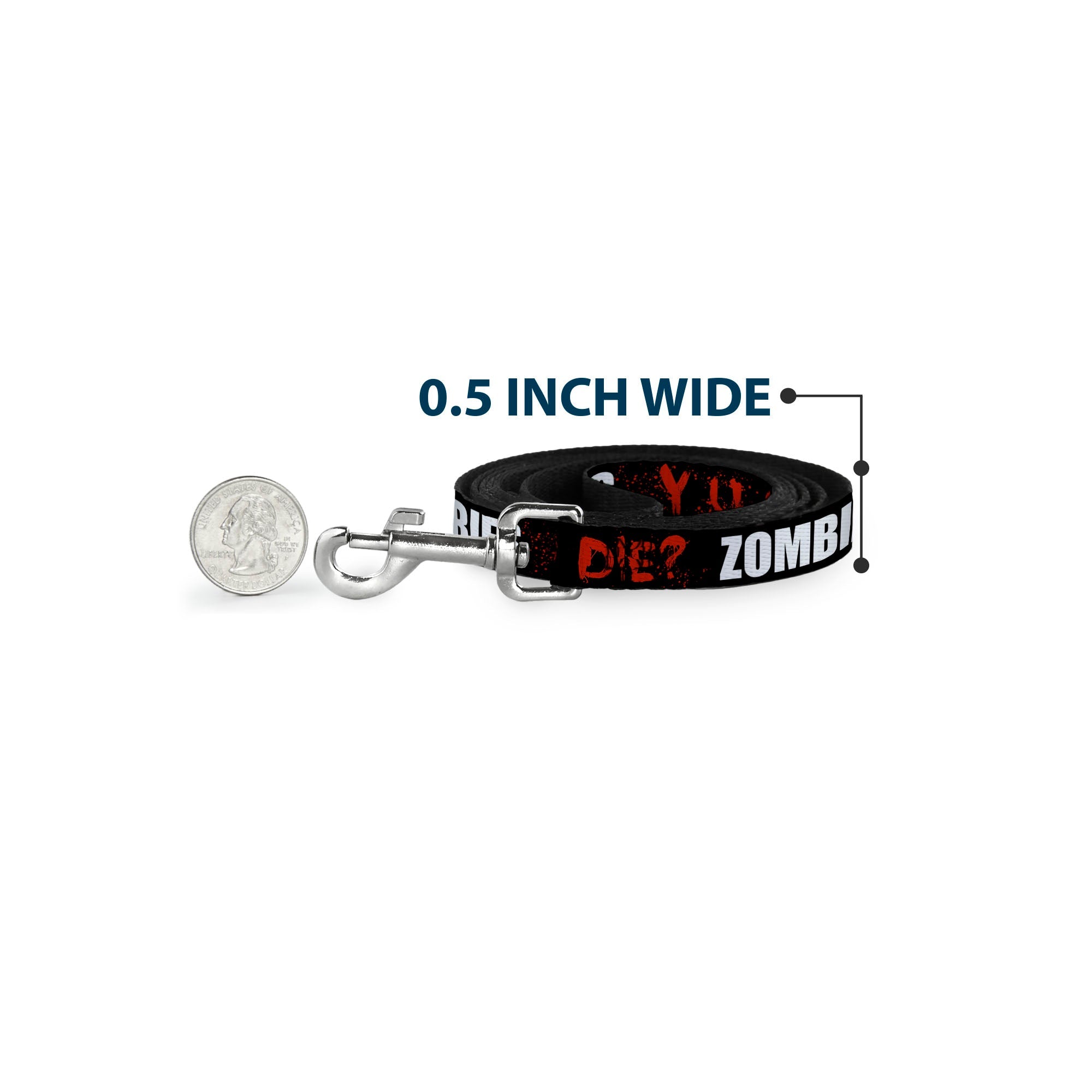 Dog Leash - Zombies Y U NO DIE Black/White/Red