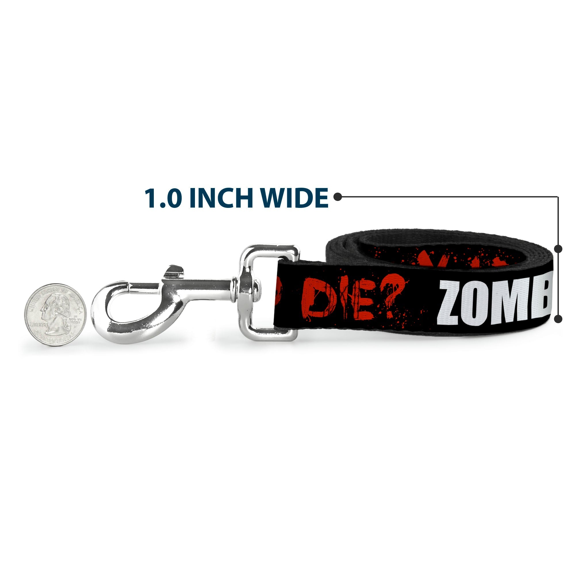 Dog Leash - Zombies Y U NO DIE Black/White/Red
