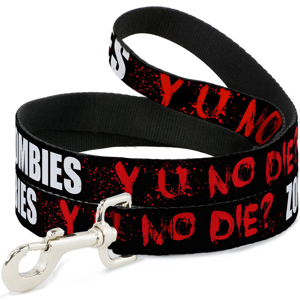 Dog Leash - Zombies Y U NO DIE Black/White/Red