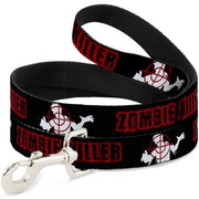 Buckle-Down Dog Leash - ZOMBIE KILLER Zombie Target Black/White/Red