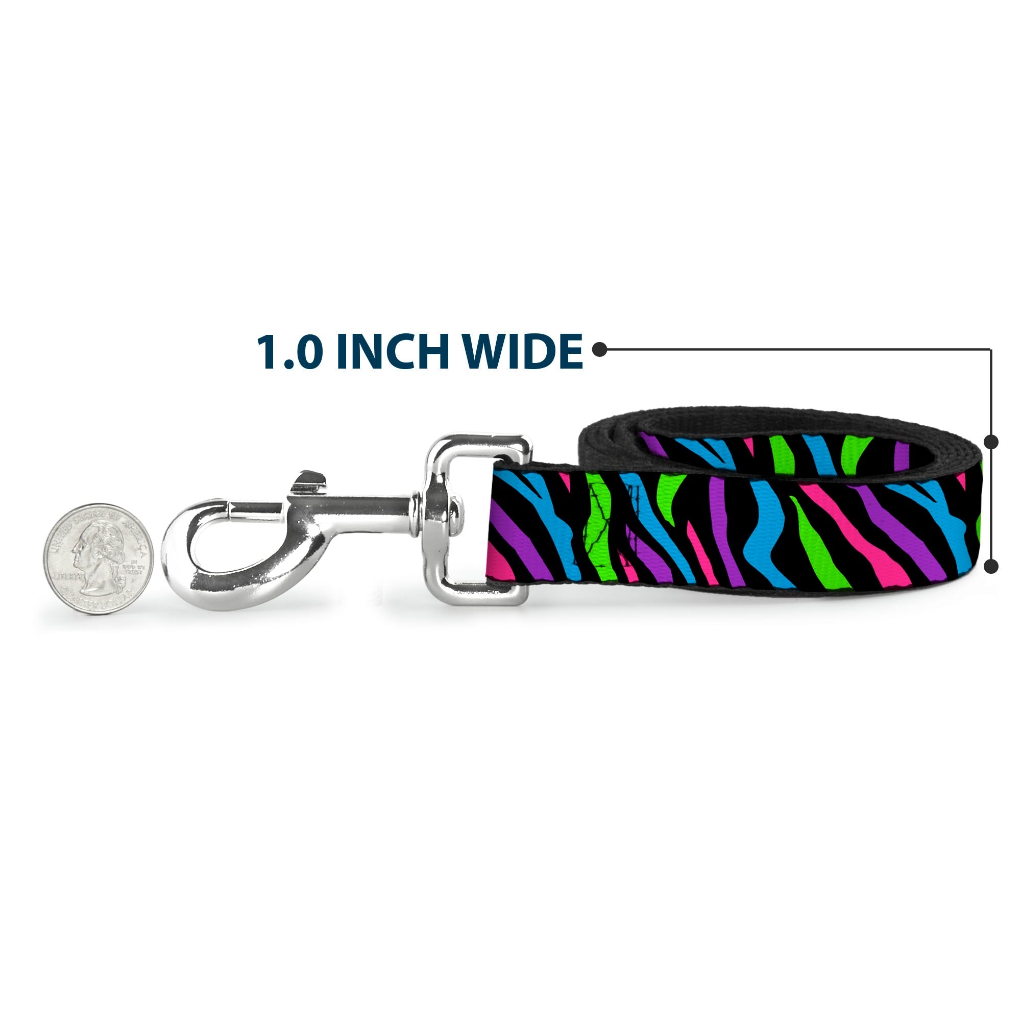 Dog Leash - Zebra Black/Blue/Green/Pink/Purple