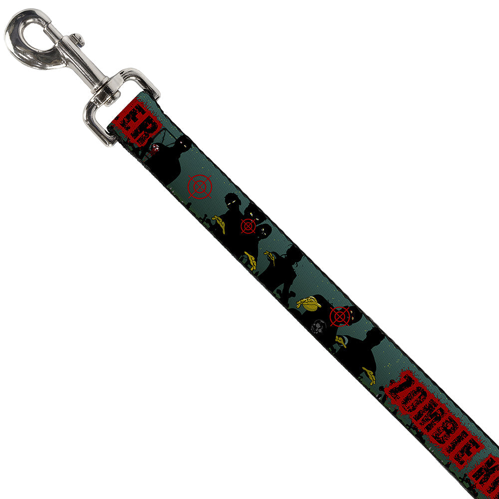 Southlake Paws Dog Leash - ZOMBIE KILLER features a green, red, and black design with zombie silhouettes and target graphics.