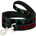 Load image into Gallery viewer, Southlake Paws Zombie Killer Dog Leash featuring a green, red, and black zombie design with a sturdy metal clip.
