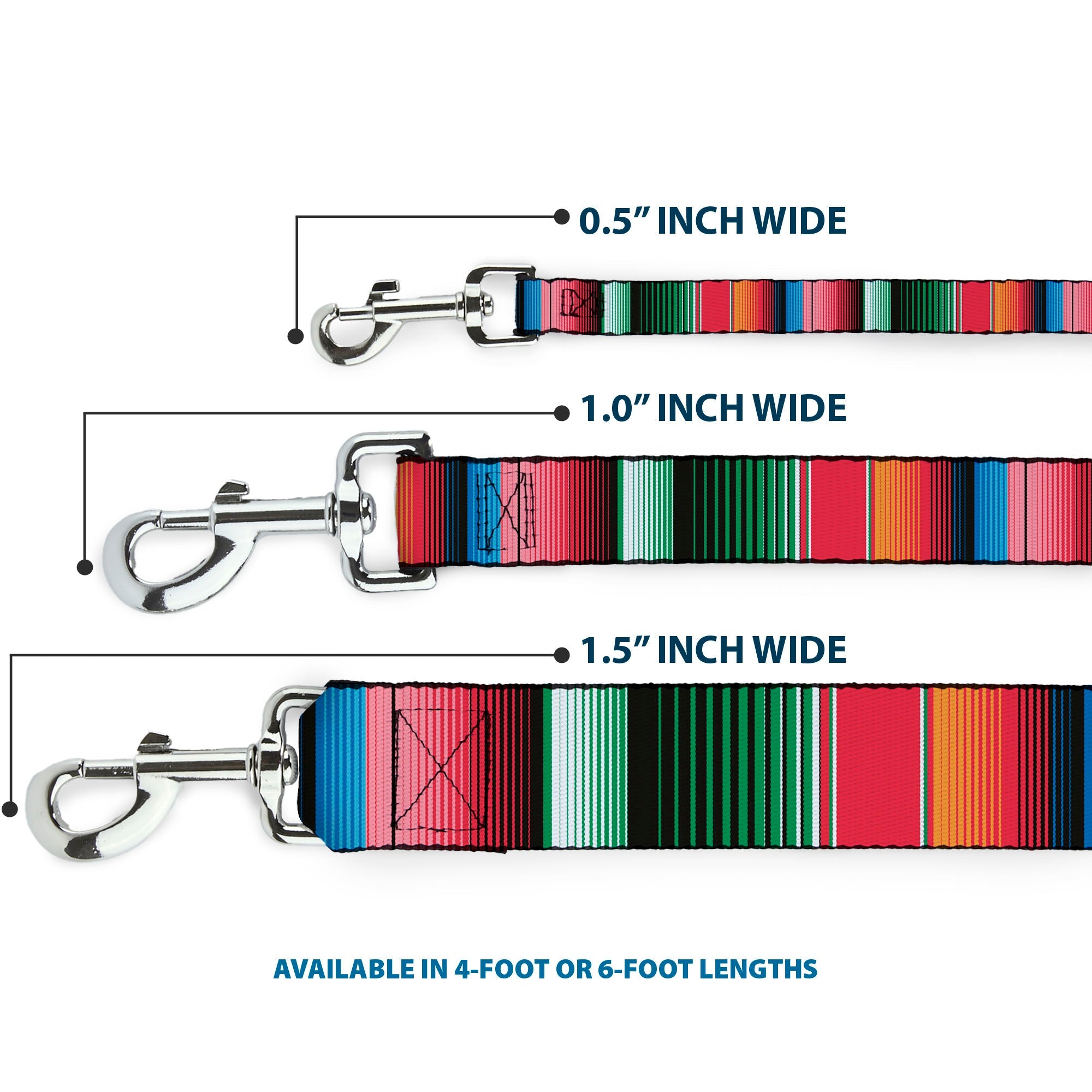 Dog Leash - Zarape5 Vertical Multi Color Stripe