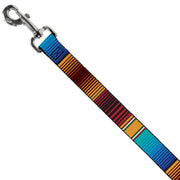 Dog Leash - Zarape6 Vertical Stripe Gold/Blues/Black/Red