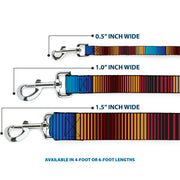 Dog Leash - Zarape6 Vertical Stripe Gold/Blues/Black/Red