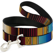 Dog Leash - Zarape6 Vertical Stripe Gold/Blues/Black/Red