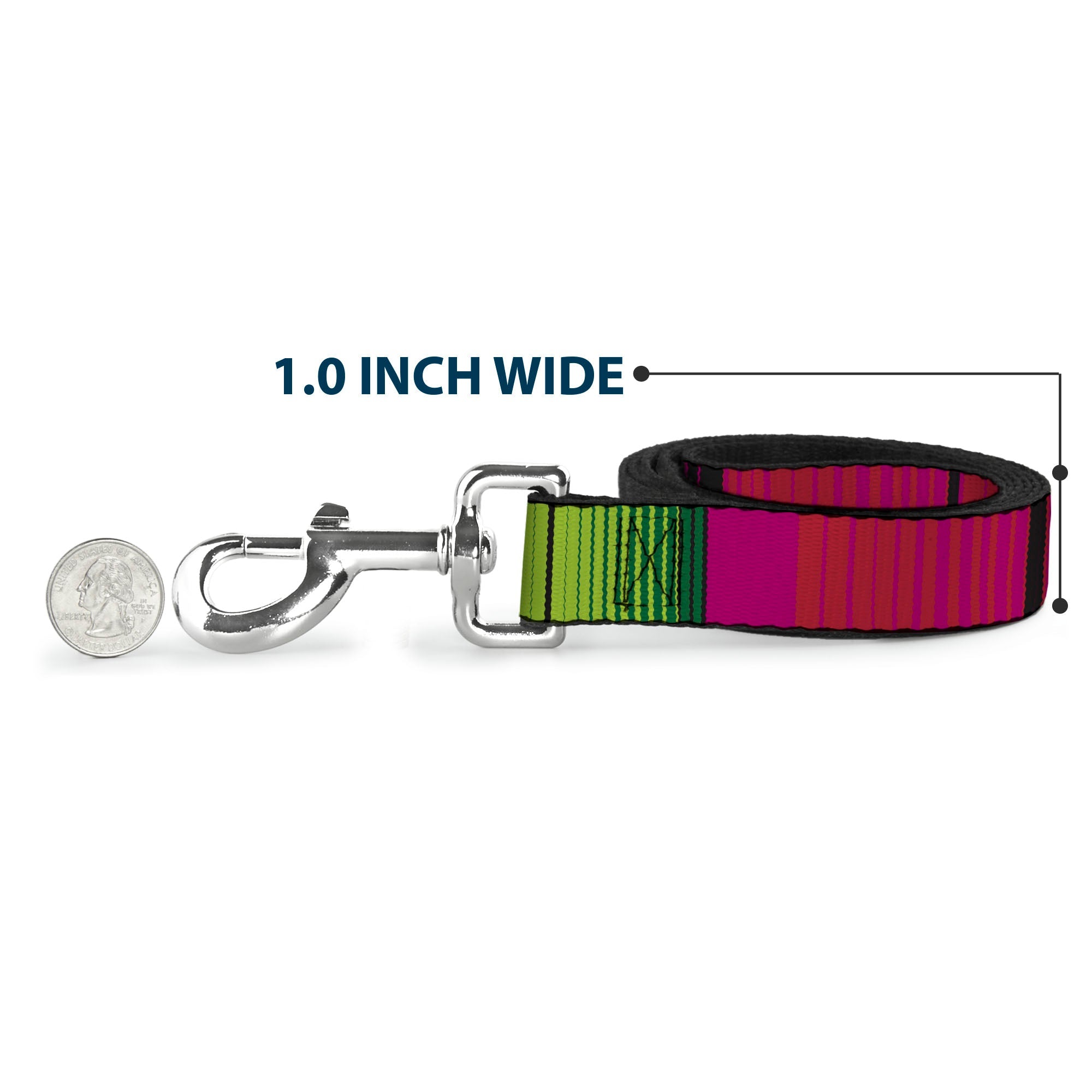 Dog Leash - Zarape7 Vertical Pinks/Blues/Greens/Black