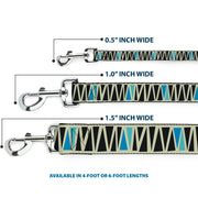 Dog Leash - Zig Zag Doodle Cream/Black/Blues