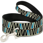 Dog Leash - Zig Zag Doodle Cream/Black/Blues
