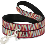 Dog Leash - Zig Zag Doodle Red/Tan/Blues/Orange