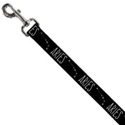 Dog Leash - Zodiac ARIES/Constellation Black/White