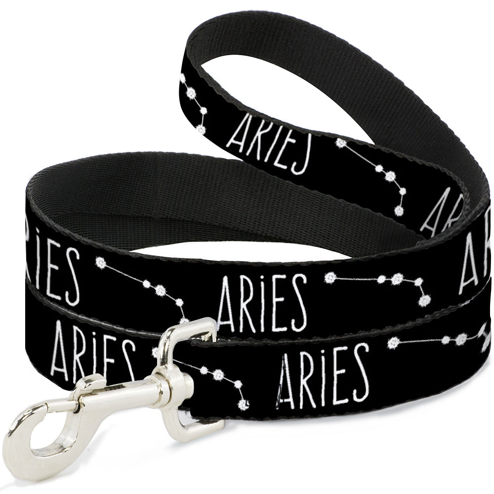 Dog Leash - Zodiac ARIES/Constellation Black/White
