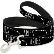 Dog Leash - Zodiac ARIES/Constellation Black/White
