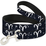 Dog Leash - Zodiac Aries Symbol/Constellations Black/White